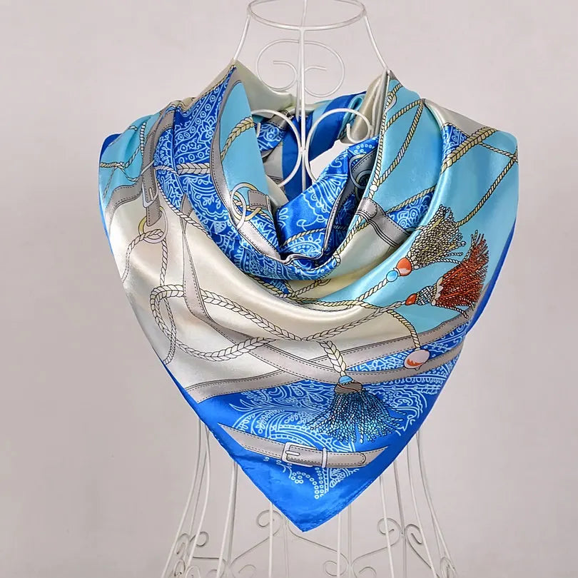New Style Snakeskin Pattern Square Scarves Wraps Printed Hot Sale Women Pink Blue Silk Scarf Shawl Unisex Muslim Silk Muffler