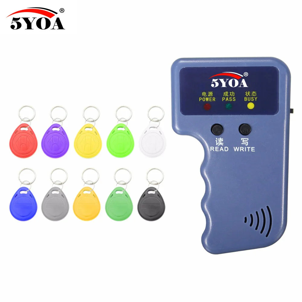 125KHz EM4100 RFID Copier Writer Duplicator Programmer Reader + T5577 EM4305 Rewritable ID Keyfobs Tags Card 5200 Handheld