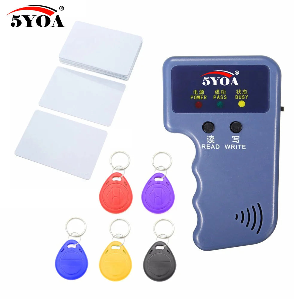 125KHz EM4100 RFID Copier Writer Duplicator Programmer Reader + T5577 EM4305 Rewritable ID Keyfobs Tags Card 5200 Handheld