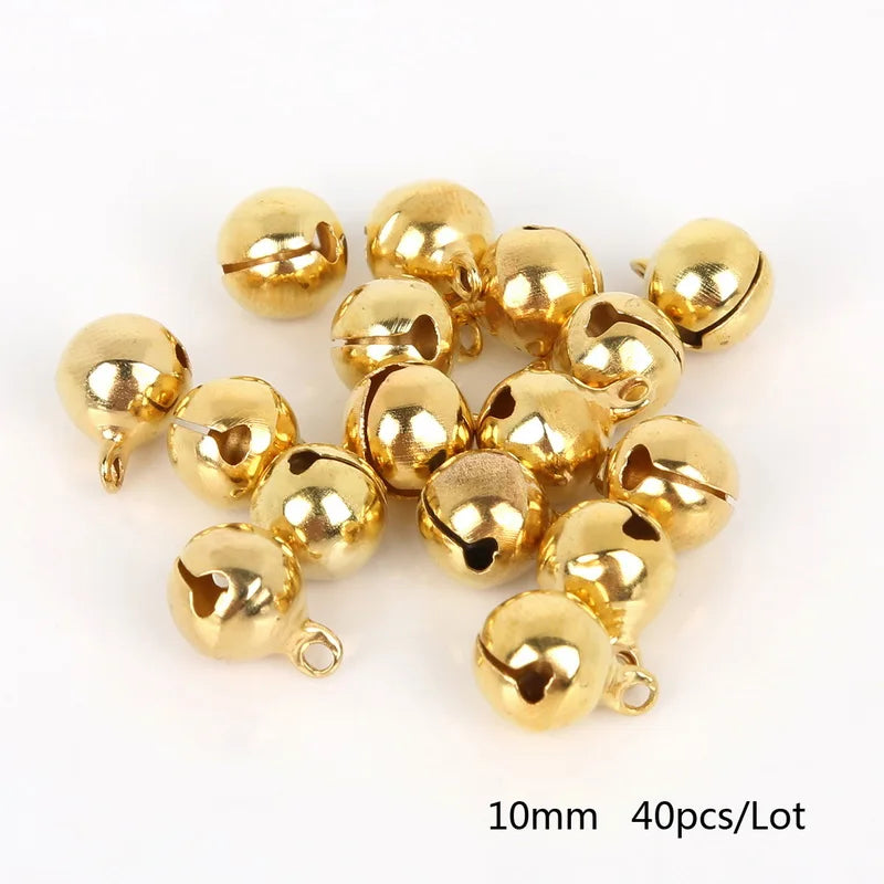 20-100Pcs 6mm/8mm/10mm/12mm/14mm Gold Copper Loose Beads Small Jingle Bells Merry Xmas Christmas Tree Decoration Ornament Home