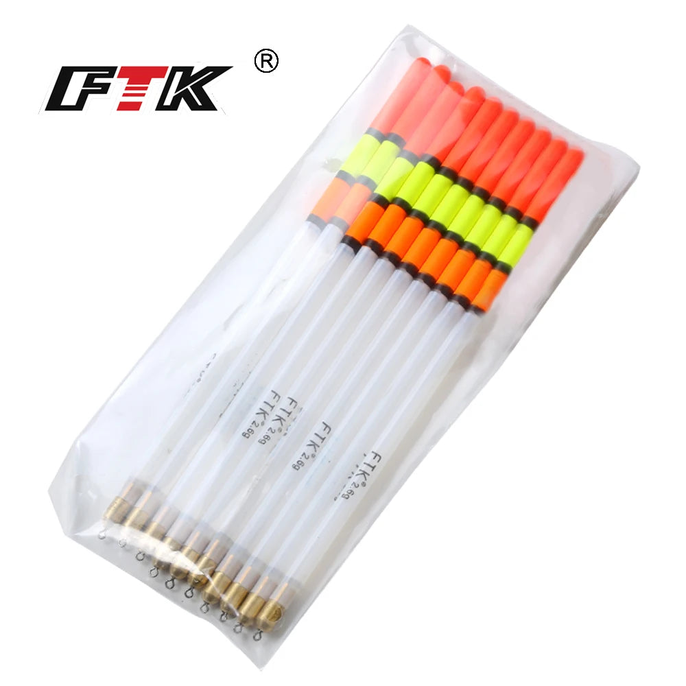 FTK 10PCS/LOT 1.5/2.0/2.5/2.6/3.0G Clear Plastic Fishing Float Carp / Coarse Fishing Floats Tube Mix Sizes