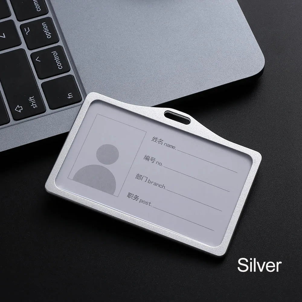 1PC Aluminum Alloy Work Name Card Holders Business Work Card ID Badge Lanyard Holder Hot Vertical Metal ID Business Case