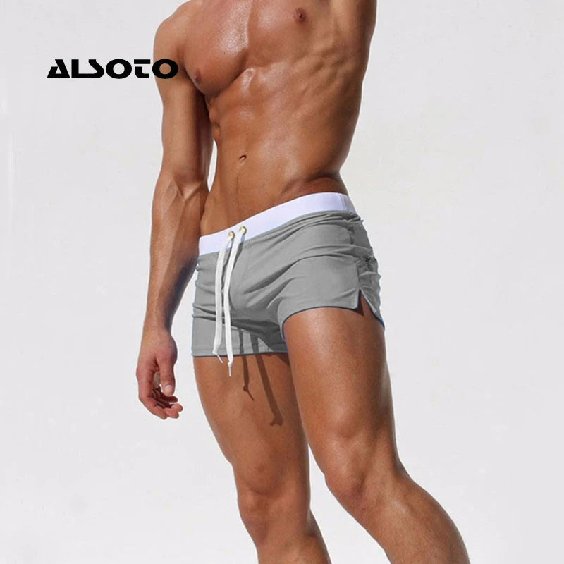 ALSOTO Shorts Men Zipper Pocket Casual Mens Shorts Fast Dry Boardshorts Joggers Men's Trunks Summer Mens Short homme masculino