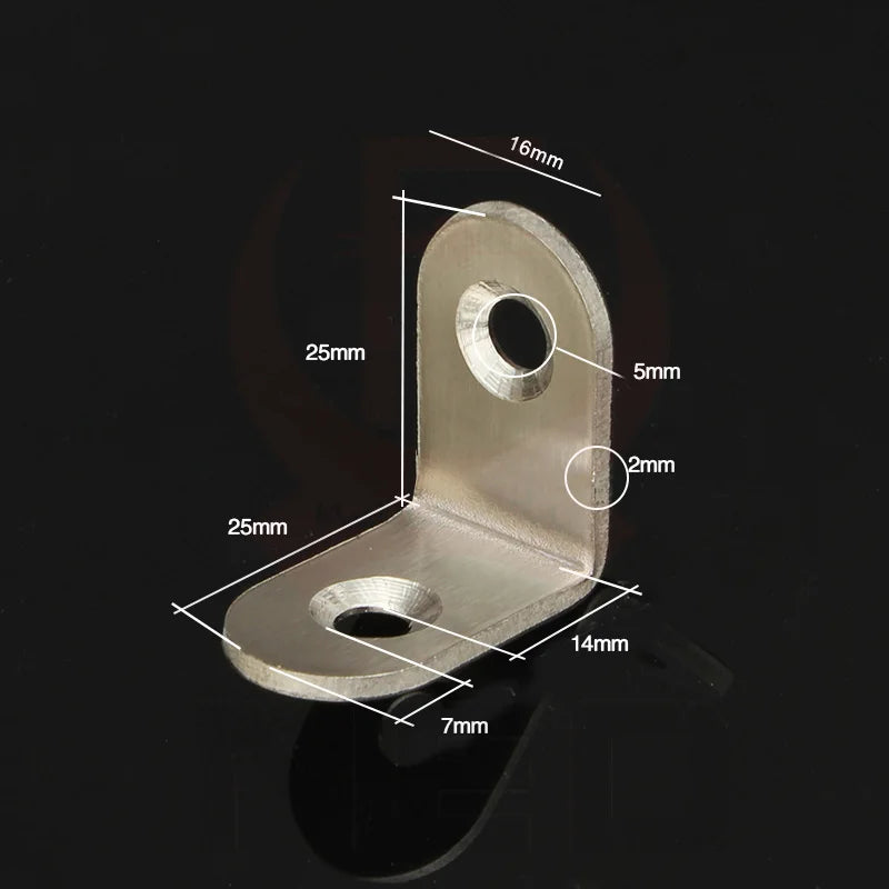 KAK 10PCS Stainless Steel Angle Corner Brackets Fasteners Protector Seven Size Corner Stand Supporting Furniture Hardware