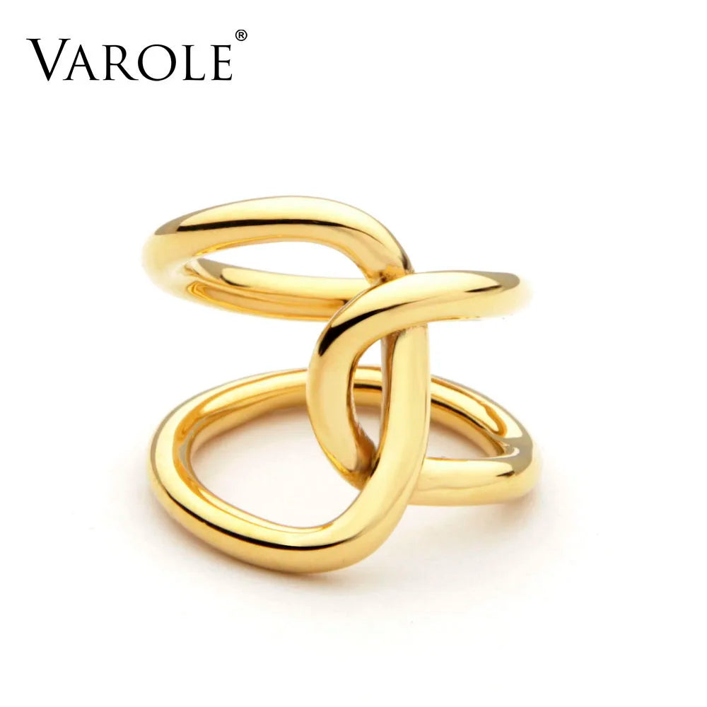VAROLE Double Line Cross winding Rings For Women infinity Rings Gifts Unique Design Fashion Jewelry Anel Feminino