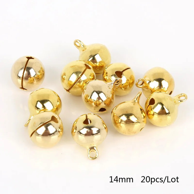 20-100Pcs 6mm/8mm/10mm/12mm/14mm Gold Copper Loose Beads Small Jingle Bells Merry Xmas Christmas Tree Decoration Ornament Home