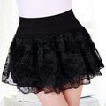 Zuolunouba Summer Slim Preppy Skirt Women Flower Bow Mini Tutu Style Elasticity Lace Skirts Shorts Lady High Waist Student