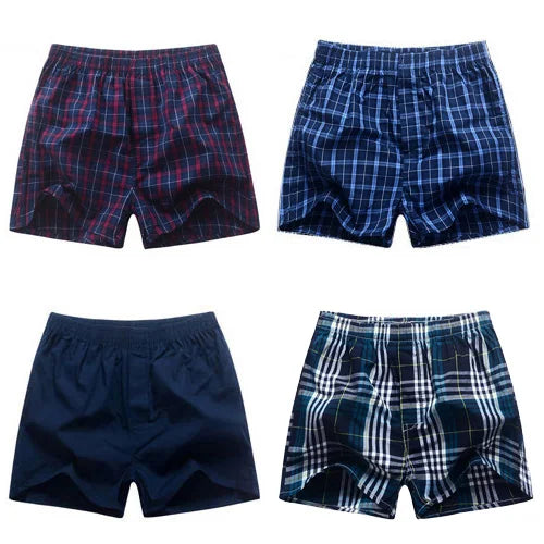 Mens Underwear Boxers Shorts Casual Cotton Sleep Underpants Packag High Quality Plaid Loose Comfortable Homewear Striped Panties