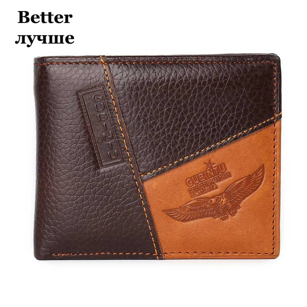 GUBINTU Men Wallets Genuine Cow Leather Short Design Card Holder Passcard Pocket Men Purse High Quality Brand Male wallet