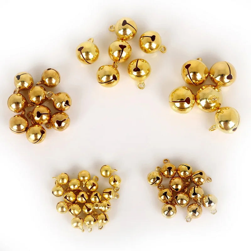 20-100Pcs 6mm/8mm/10mm/12mm/14mm Gold Copper Loose Beads Small Jingle Bells Merry Xmas Christmas Tree Decoration Ornament Home