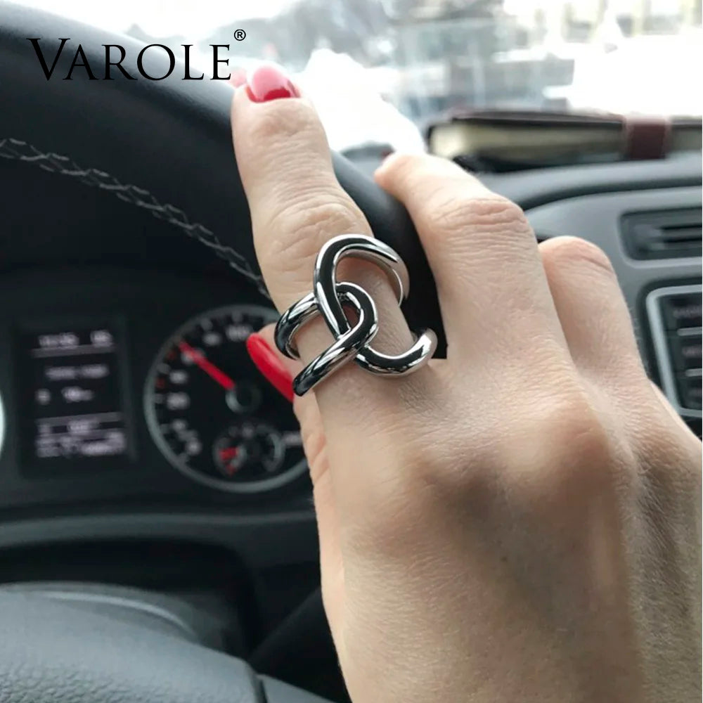 VAROLE Double Line Cross winding Rings For Women infinity Rings Gifts Unique Design Fashion Jewelry Anel Feminino