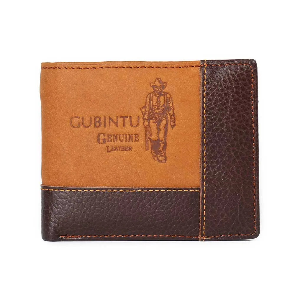 GUBINTU Men Wallets Genuine Cow Leather Short Design Card Holder Passcard Pocket Men Purse High Quality Brand Male wallet