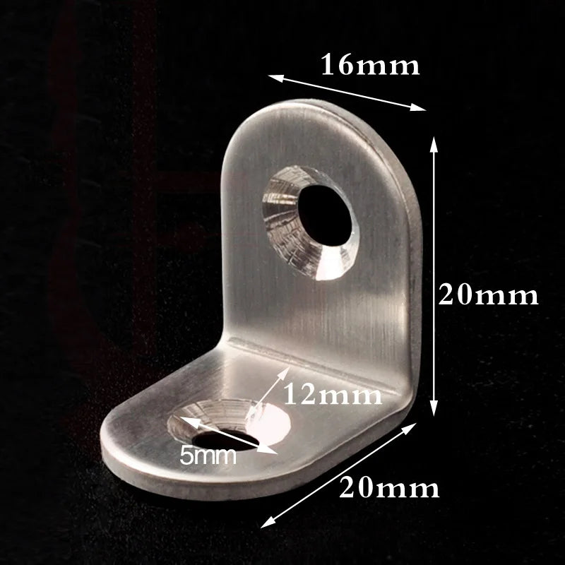 KAK 10PCS Stainless Steel Angle Corner Brackets Fasteners Protector Seven Size Corner Stand Supporting Furniture Hardware