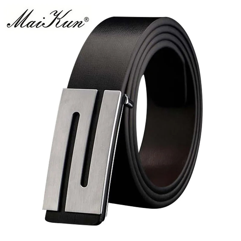 Maikun Belts for Men High Quality Smooth Buckle Synthetic Leather Male Belt Fashionable Men Belt for Jeans