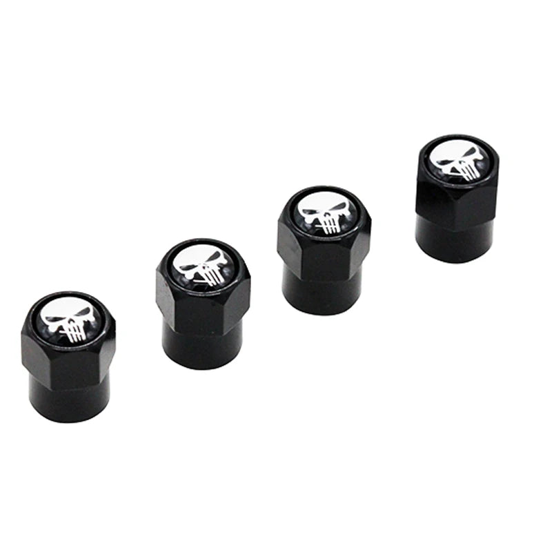 HAUSNN Punisher Bianco/Rosso Logo Teschio Coprivalvole per Pneumatici e Ruote Auto Accessori Steli Coperture Styling Auto per Ford Toyota Audi VW