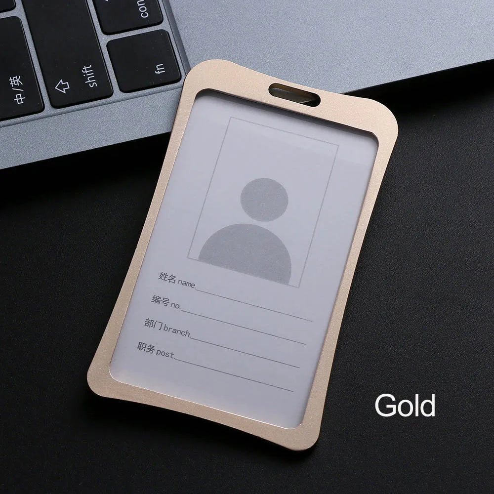 1PC Aluminum Alloy Work Name Card Holders Business Work Card ID Badge Lanyard Holder Hot Vertical Metal ID Business Case