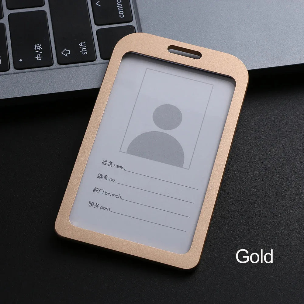 1PC Aluminum Alloy Work Name Card Holders Business Work Card ID Badge Lanyard Holder Hot Vertical Metal ID Business Case