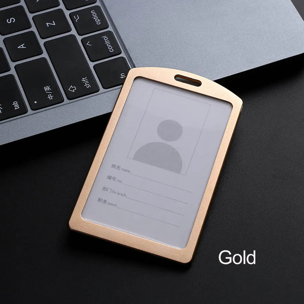 1PC Aluminum Alloy Work Name Card Holders Business Work Card ID Badge Lanyard Holder Hot Vertical Metal ID Business Case