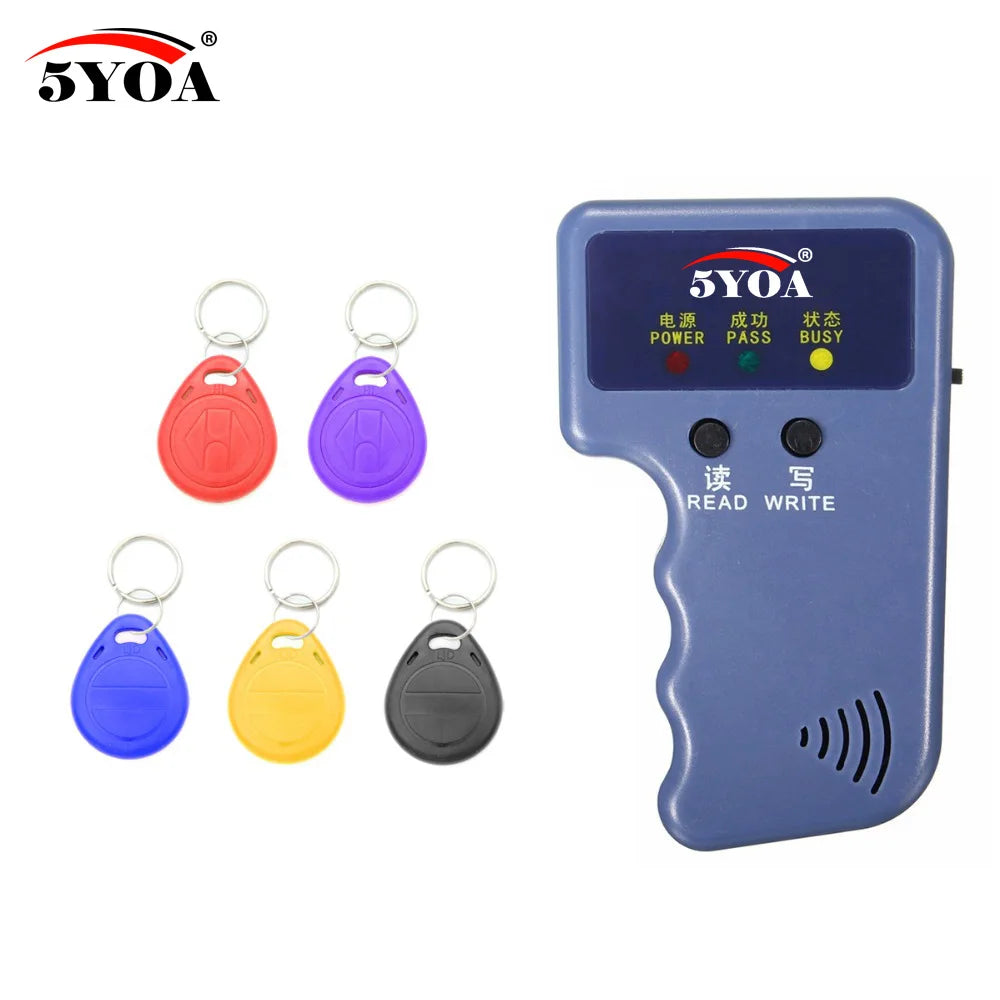 125KHz EM4100 RFID Copier Writer Duplicator Programmer Reader + T5577 EM4305 Rewritable ID Keyfobs Tags Card 5200 Handheld