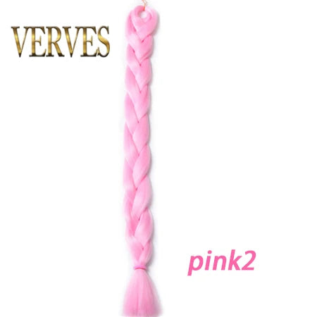 VERVES Treccia Capelli 100 cm Treccia Sintetica in Fibra Termica 165 g/Pezzo Extension per Capelli Treccia Jumbo Color Puro da Donna Rosa