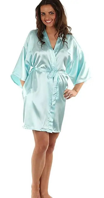 New Black Chinese Women's Faux Silk Robe Bath Gown Hot Sale Kimono Yukata Bathrobe Solid Color Sleepwear S M L XL XXL NB032