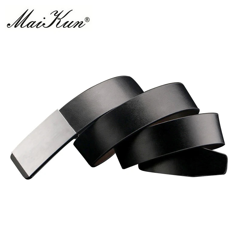 Maikun Belts for Men High Quality Smooth Buckle Synthetic Leather Male Belt Fashionable Men Belt for Jeans