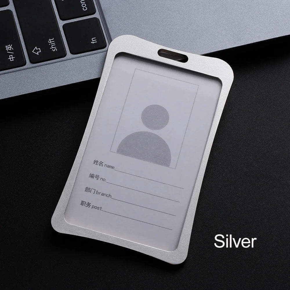 1PC Aluminum Alloy Work Name Card Holders Business Work Card ID Badge Lanyard Holder Hot Vertical Metal ID Business Case