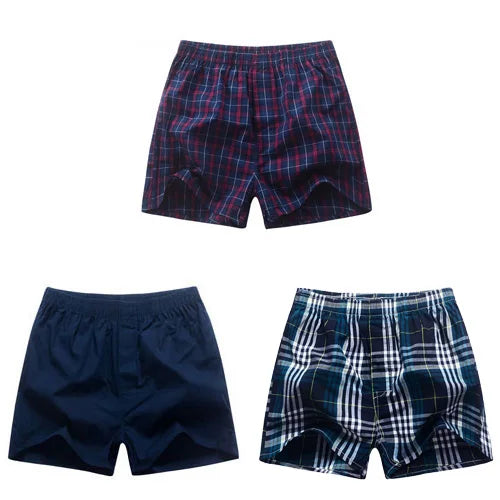 Mens Underwear Boxers Shorts Casual Cotton Sleep Underpants Packag High Quality Plaid Loose Comfortable Homewear Striped Panties