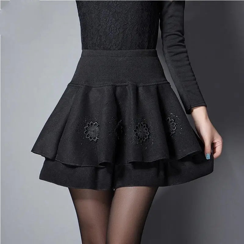 Zuolunouba Summer Slim Preppy Skirt Women Flower Bow Mini Tutu Style Elasticity Lace Skirts Shorts Lady High Waist Student