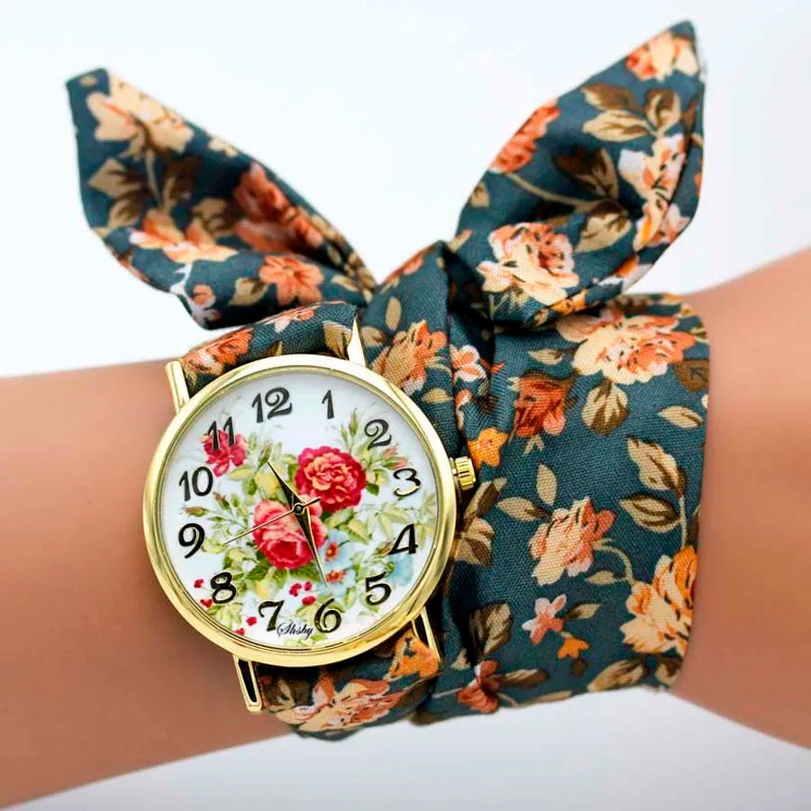 Shsby Brand Unique Ladies Flower Cloth Wristwatch Fashion Women Dress Watch High Quality Fabric Watch Sweet Girls Bracelet Watch
