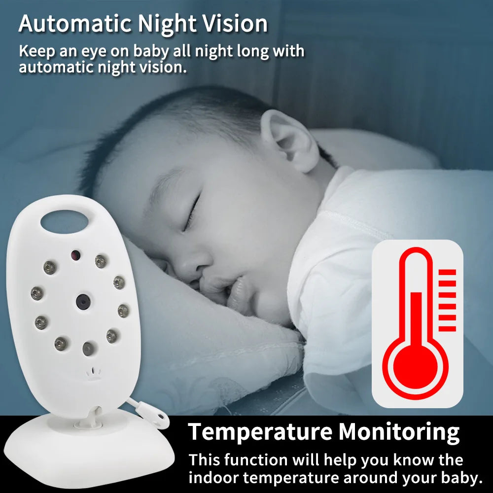 Wireless Video Baby Monitor 2.0 2.8 inch Color  Security Camera 2 Way Talk Night Vision IR LED Temperature Monitoring 8 Lullaby