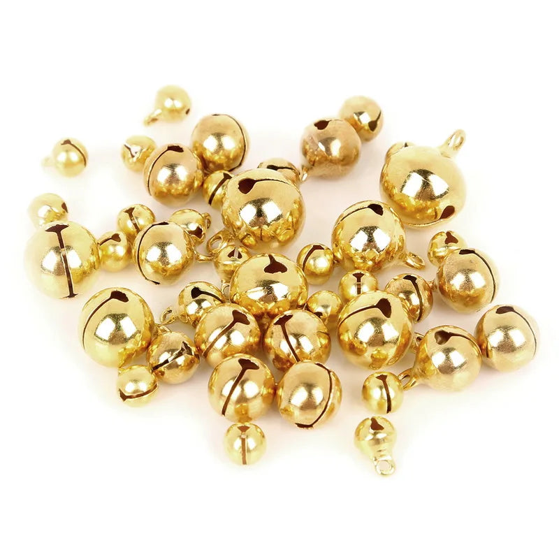 20-100Pcs 6mm/8mm/10mm/12mm/14mm Gold Copper Loose Beads Small Jingle Bells Merry Xmas Christmas Tree Decoration Ornament Home