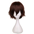 QQXCAIW Short Straight Cosplay Wig Men Dark Brown Synthetic Hair High 100% Temperature Fiber Wigs