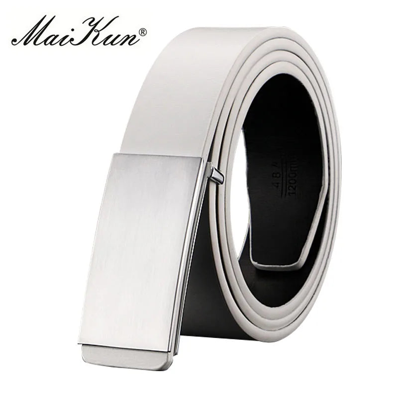 Maikun Belts for Men High Quality Smooth Buckle Synthetic Leather Male Belt Fashionable Men Belt for Jeans