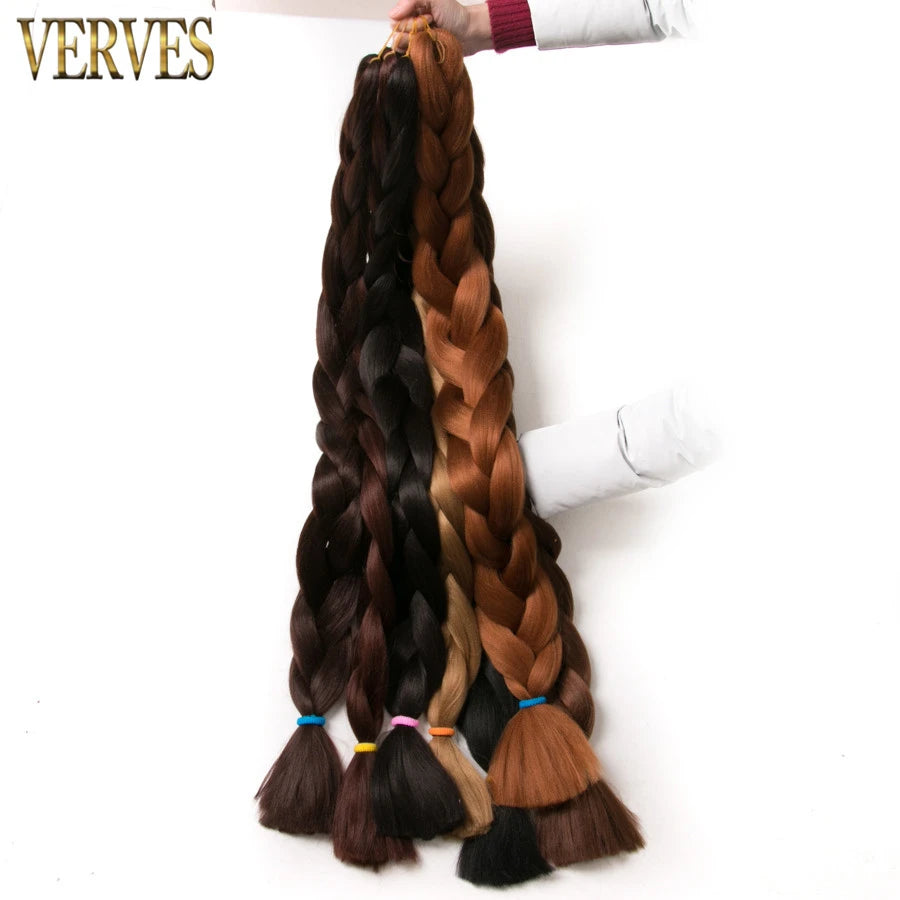 VERVES Treccia Capelli 100 cm Treccia Sintetica in Fibra Termica 165 g/Pezzo Extension per Capelli Treccia Jumbo Color Puro da Donna Rosa