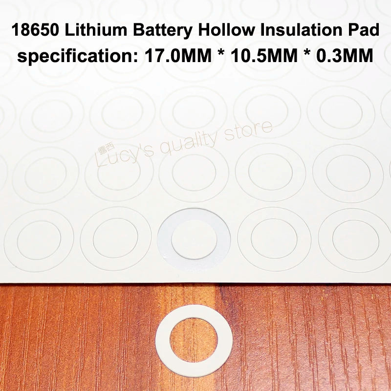100pcs/lot 18650 Lithium Battery Positive Hollow Flat Insulation Pad Original Gasket Battery Accessories17*10.5*0.3MM