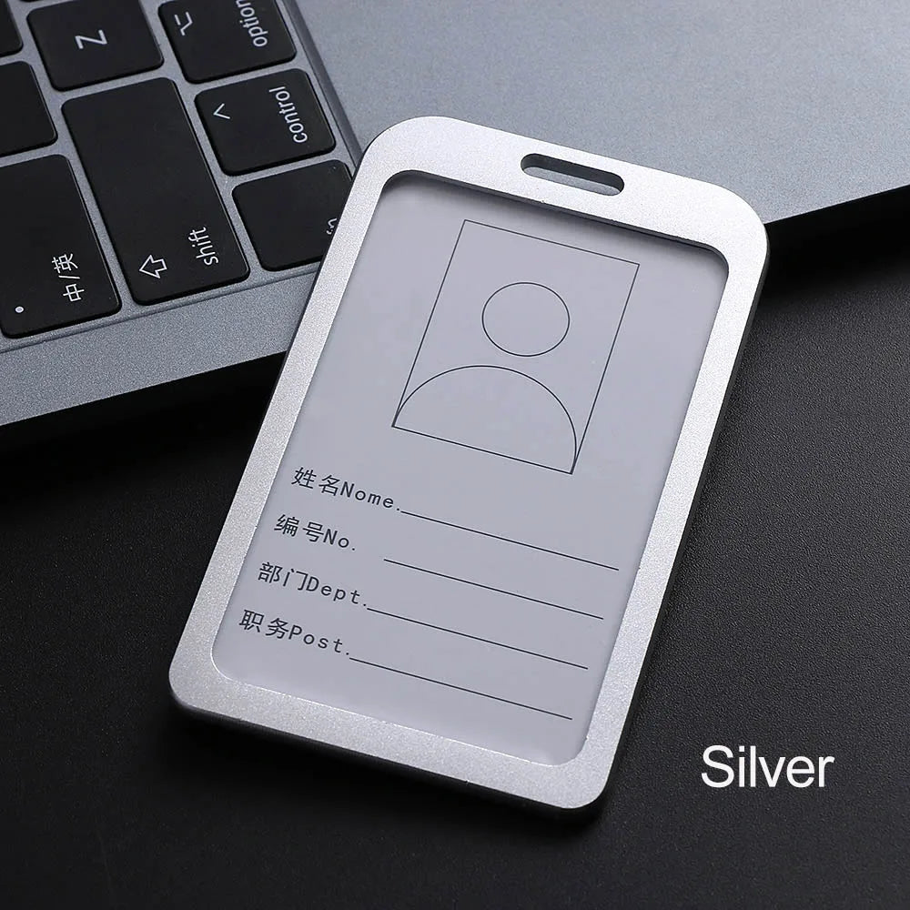 1PC Aluminum Alloy Work Name Card Holders Business Work Card ID Badge Lanyard Holder Hot Vertical Metal ID Business Case