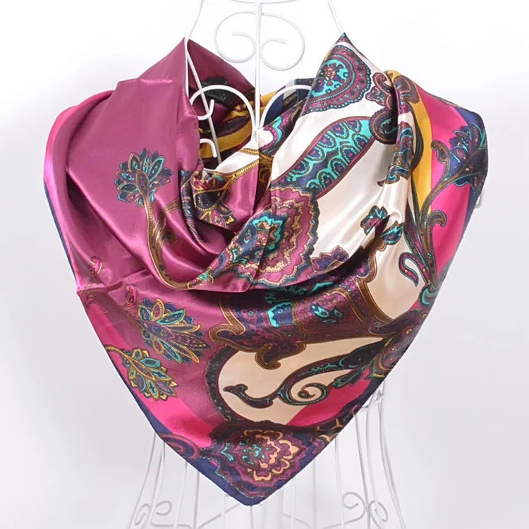 New Style Snakeskin Pattern Square Scarves Wraps Printed Hot Sale Women Pink Blue Silk Scarf Shawl Unisex Muslim Silk Muffler