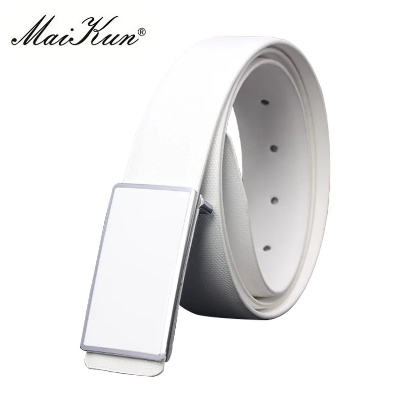 Maikun Belts for Men High Quality Smooth Buckle Synthetic Leather Male Belt Fashionable Men Belt for Jeans