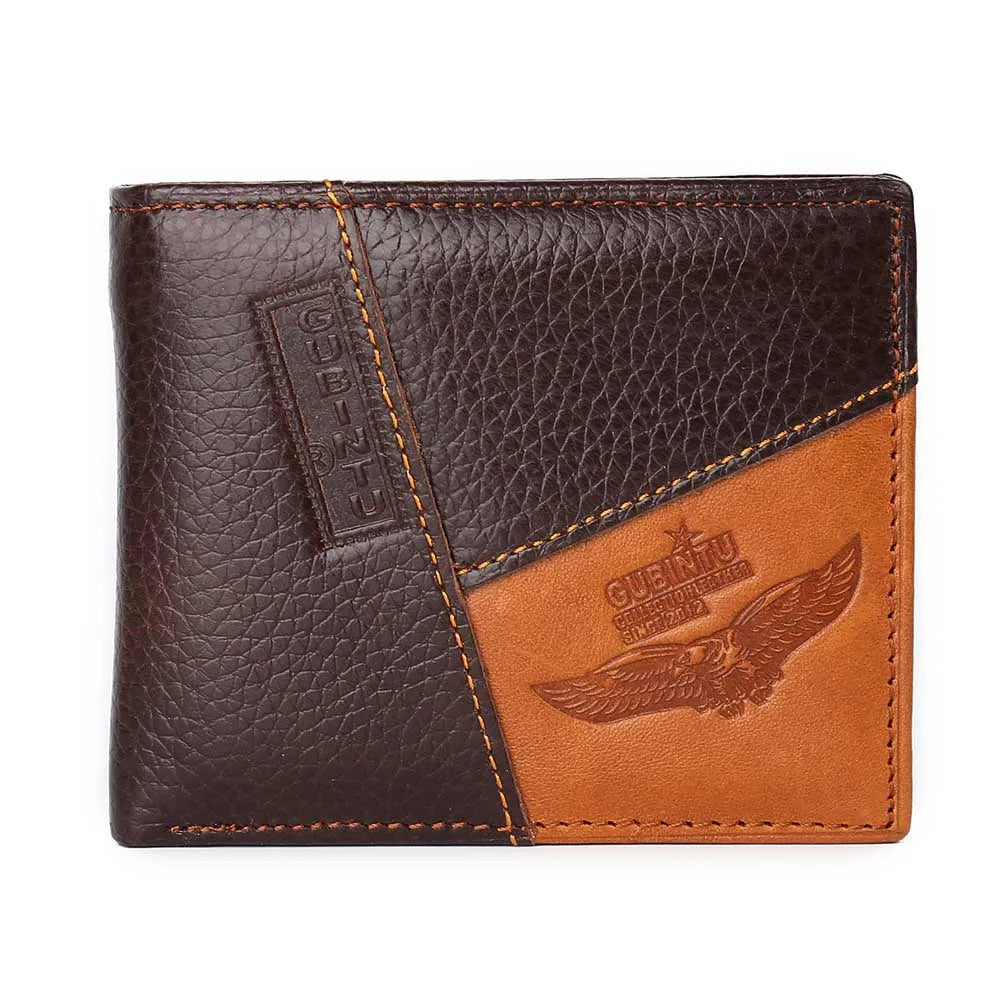 GUBINTU Men Wallets Genuine Cow Leather Short Design Card Holder Passcard Pocket Men Purse High Quality Brand Male wallet