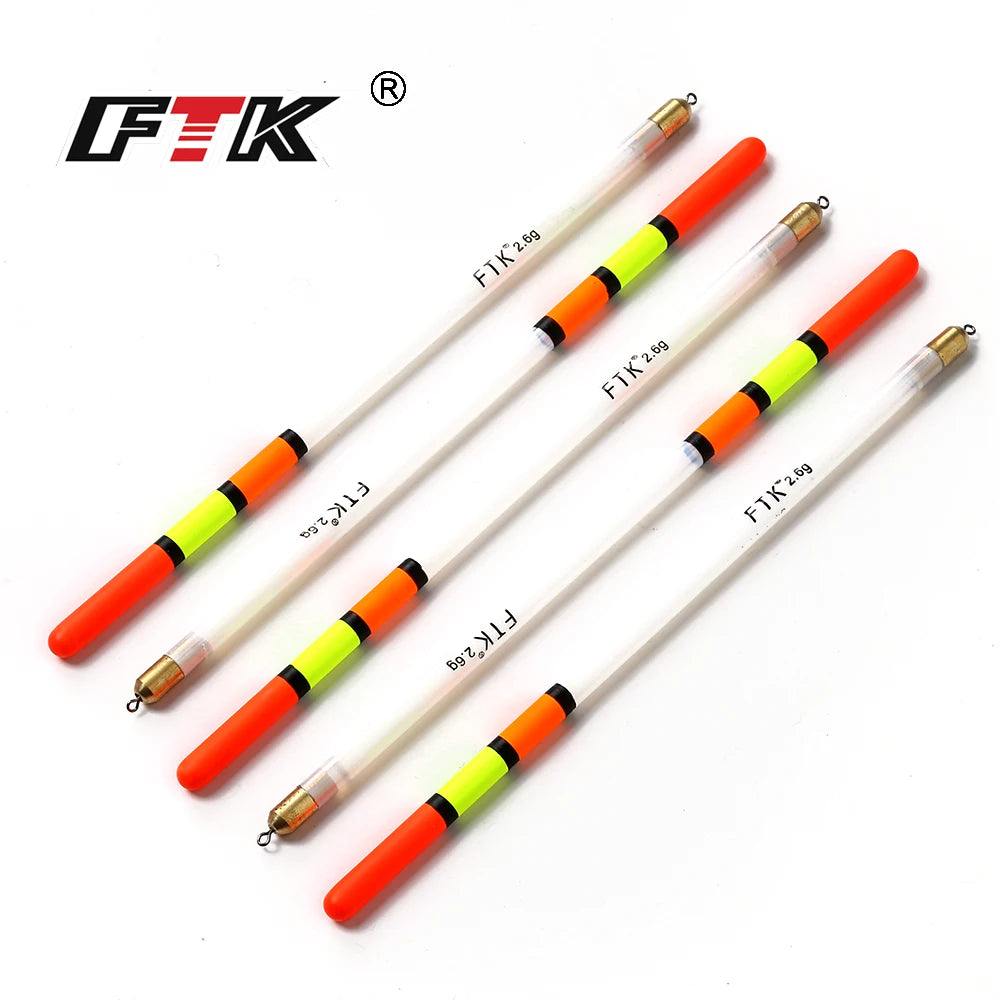 FTK 10PCS/LOT 1.5/2.0/2.5/2.6/3.0G Clear Plastic Fishing Float Carp / Coarse Fishing Floats Tube Mix Sizes
