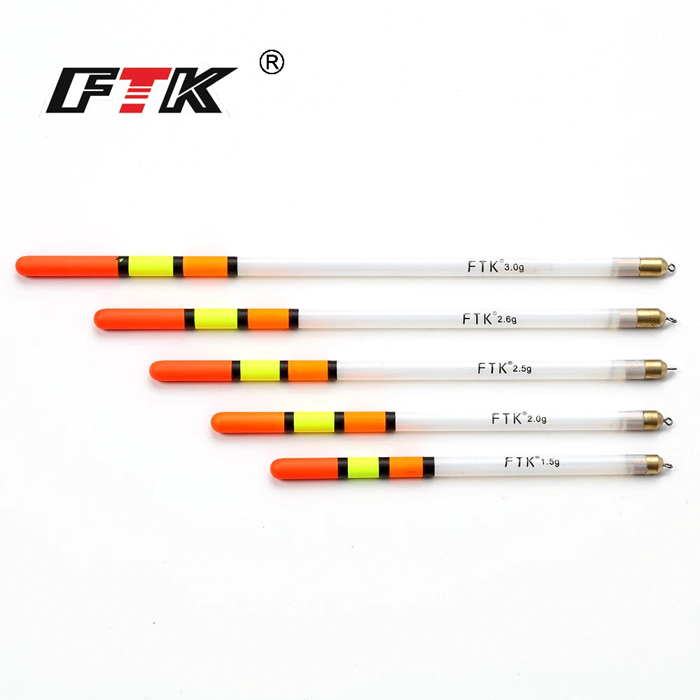 FTK 10PCS/LOT 1.5/2.0/2.5/2.6/3.0G Clear Plastic Fishing Float Carp / Coarse Fishing Floats Tube Mix Sizes