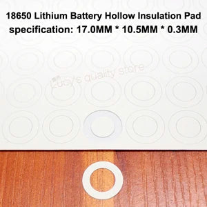 100pcs/lot 18650 Lithium Battery Positive Hollow Flat Insulation Pad Original Gasket Battery Accessories17*10.5*0.3MM