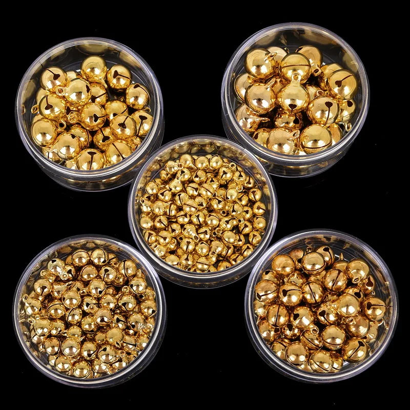 20-100Pcs 6mm/8mm/10mm/12mm/14mm Gold Copper Loose Beads Small Jingle Bells Merry Xmas Christmas Tree Decoration Ornament Home
