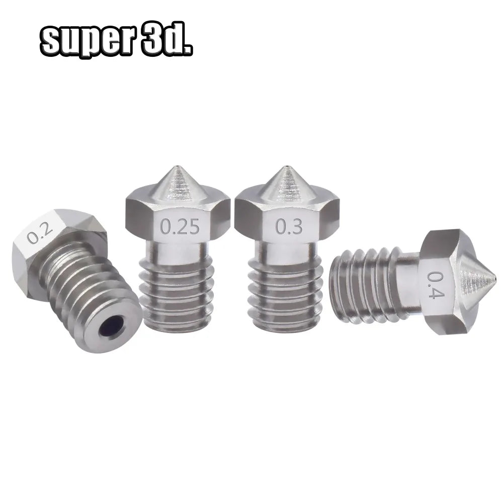 2pcs V5 V6 Stainless steel Nozzle 0.2/0.3/0.4/0.5/0.6/0.8mm M6  thread Nozzle for 3D Printer 1.75MM Extruder hotend