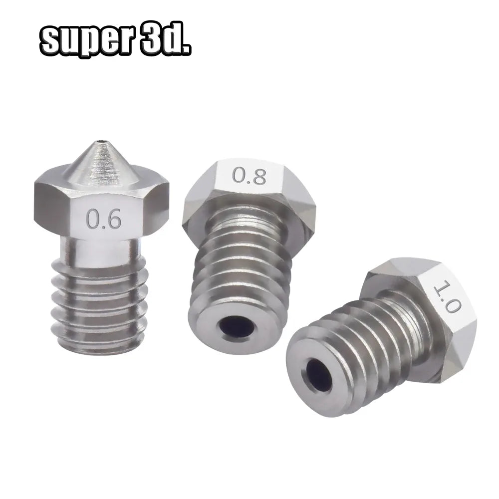 2pcs V5 V6 Stainless steel Nozzle 0.2/0.3/0.4/0.5/0.6/0.8mm M6  thread Nozzle for 3D Printer 1.75MM Extruder hotend
