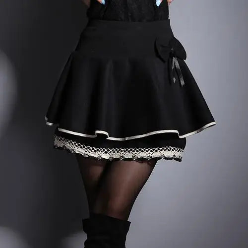 Zuolunouba Summer Slim Preppy Skirt Women Flower Bow Mini Tutu Style Elasticity Lace Skirts Shorts Lady High Waist Student