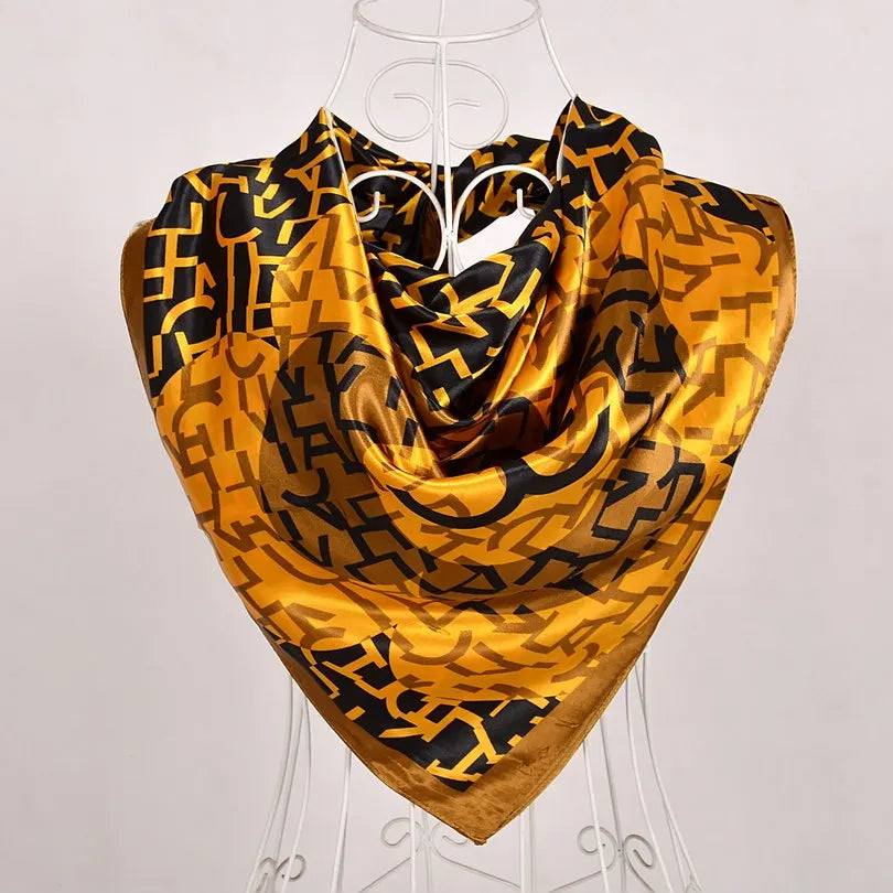 New Style Snakeskin Pattern Square Scarves Wraps Printed Hot Sale Women Pink Blue Silk Scarf Shawl Unisex Muslim Silk Muffler