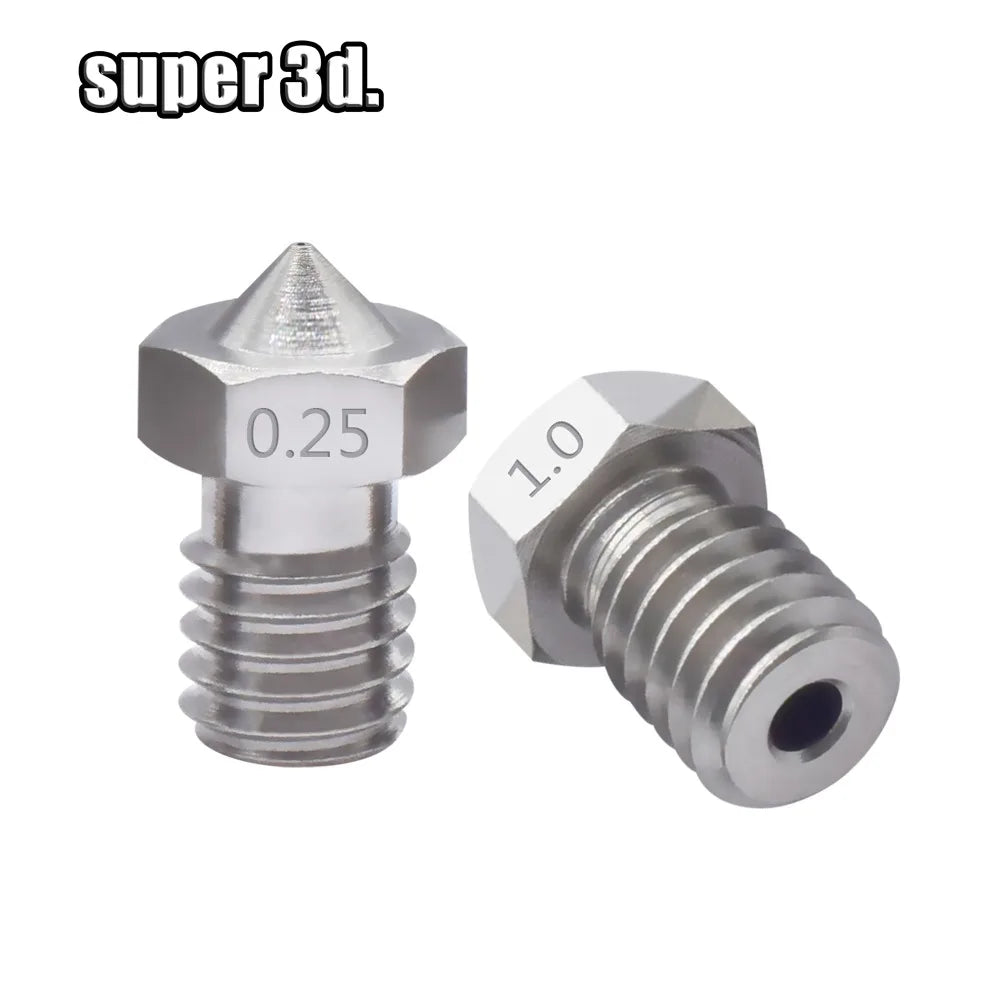 2pcs V5 V6 Stainless steel Nozzle 0.2/0.3/0.4/0.5/0.6/0.8mm M6  thread Nozzle for 3D Printer 1.75MM Extruder hotend