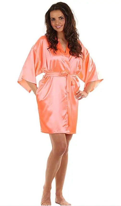 New Black Chinese Women's Faux Silk Robe Bath Gown Hot Sale Kimono Yukata Bathrobe Solid Color Sleepwear S M L XL XXL NB032